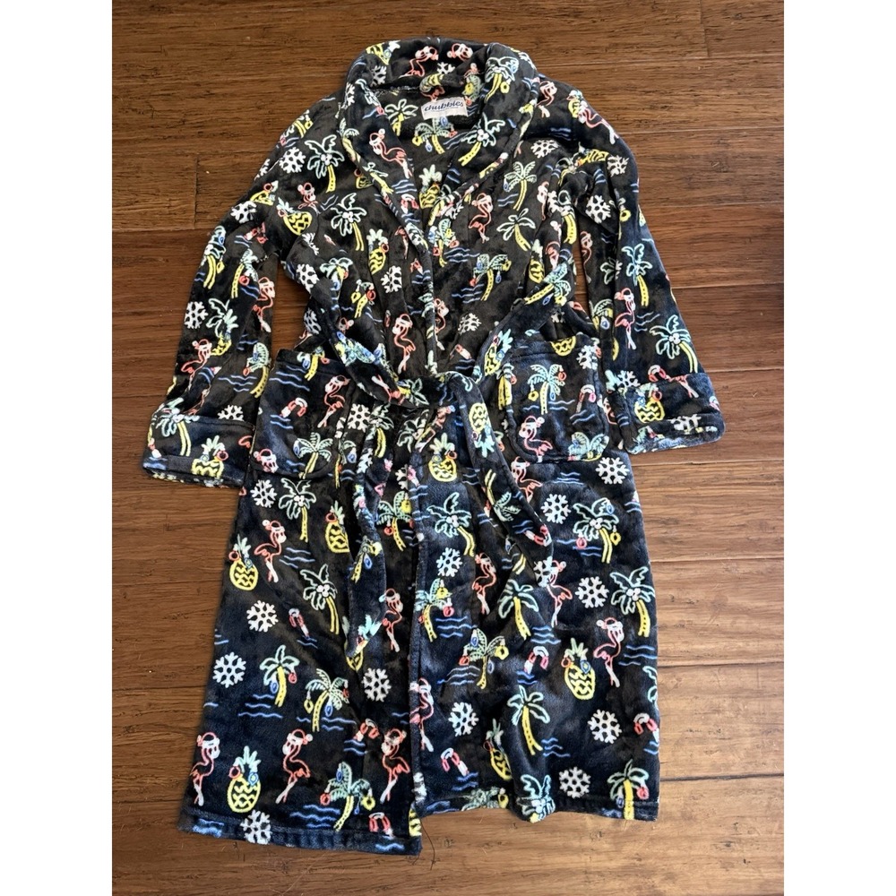 Chubbies Neon Lights Christmas Robe Mens OS Flamingo Pineapple Fleece Belted